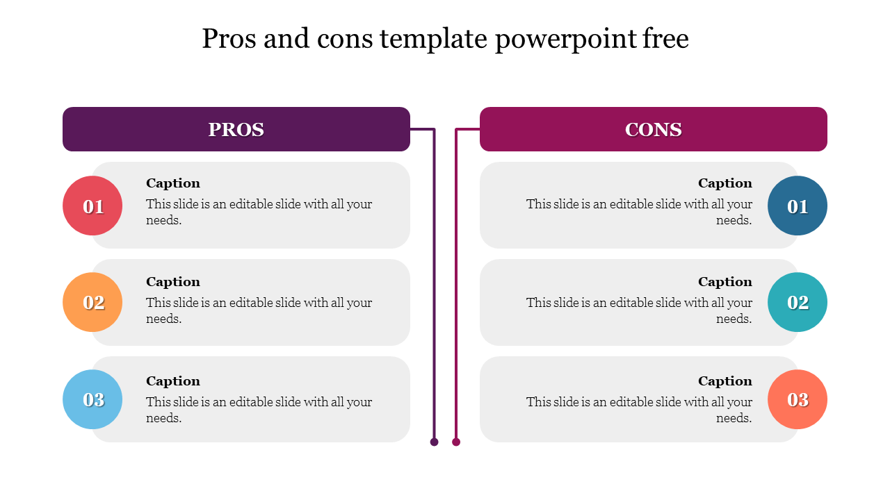 Free - Creative Pros And Cons Template PowerPoint Free Slide